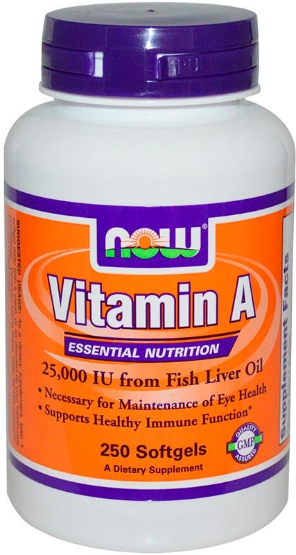 Now Vitamin A 25000 Iu 250 гелевых капсул