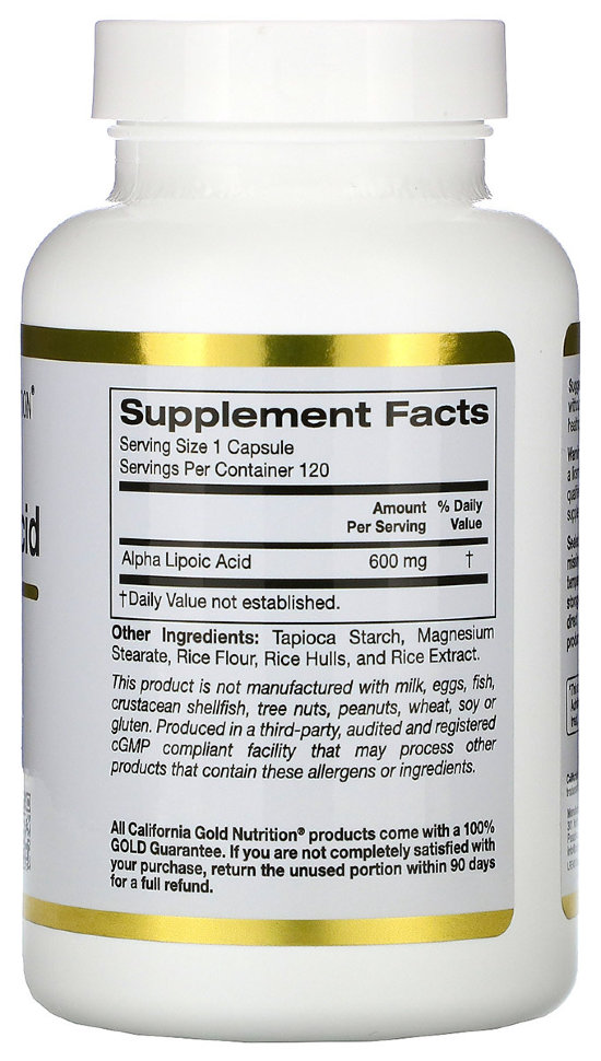 California Gold Nutrition Альфа-липоевая кислота 600 мг 120 капсул