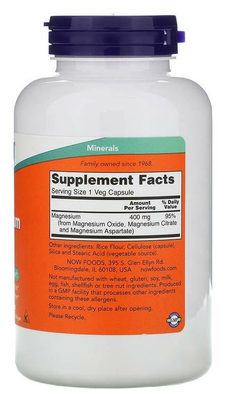 Now Magnesium 400 мг 180 капсул