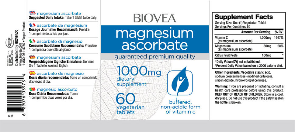 Biovea Magnesium Ascorbate 1000 мг 60 таблеток