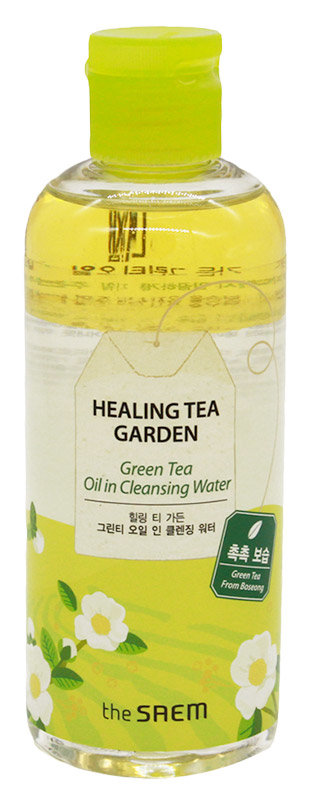 The Saem Healing Tea Garden Green Tea Oil In Cleansing Water 300 мл Вода очищающая увлажняющая для снятия макияжа с маслом зеленого чая 
