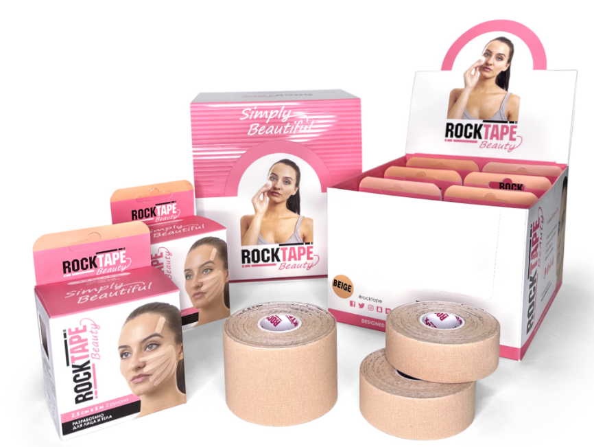 Кинезио тейп для лица Beauty Gentle Face RockTape 5 см. х 5 м., бежевый