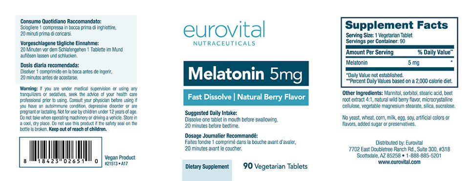 EuroVital Melatonin 5 мг Fast Dissolve 90 таблеток 