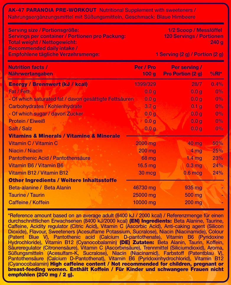 Ak-47 Labs Paranoia 240 г