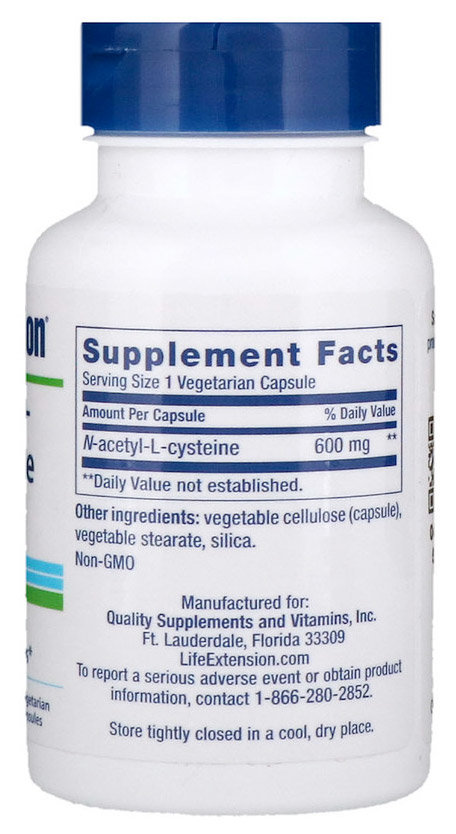 LifeExtension N-Acetyl-L-Cysteine 600 мг 60 капсул 