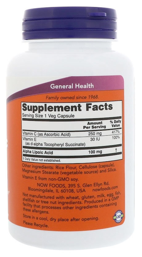 Now Alpha Lipoic Acid 100 мг 120 капсул 