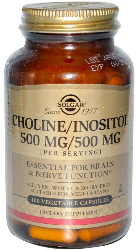 Solgar Choline / Inositol 500/500 мг 100 капсул