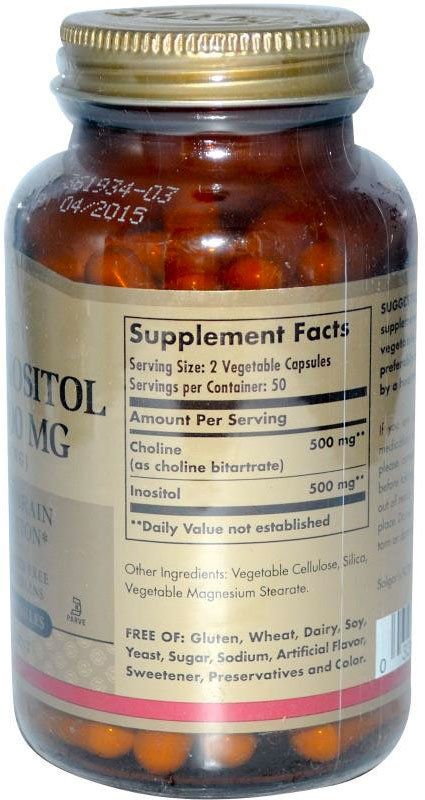 Solgar Choline / Inositol 500/500 мг 100 капсул