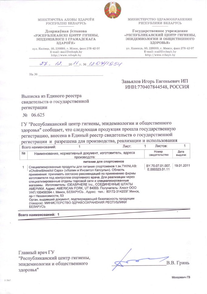 Twinlab Холин и инозитол 500 мг 100 капсул
