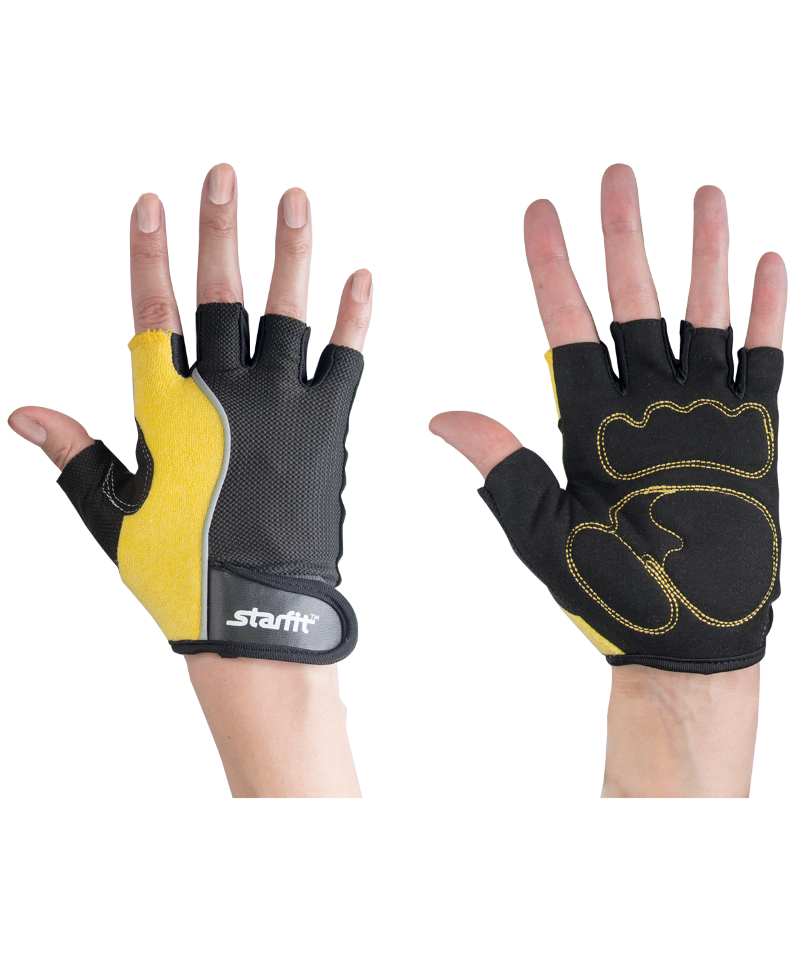 Starfit Перчатки для фитнеса SU-108, желтые/черные