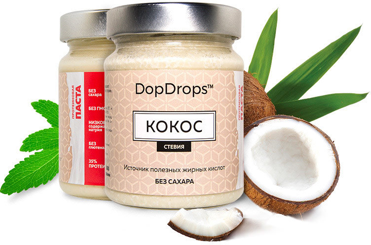 DopDrops Паста протеиновая кокос (стевия) 265 г 