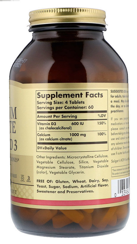 Solgar Calcium Citrate With Vitamin D3 240 таблеток